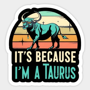 Taurus Sunset Soiree: Retro Zodiac Delight Sticker